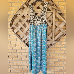 Natural Life Tricia Side Slit Boho Sleeveless Floral Maxi Dress Women's M